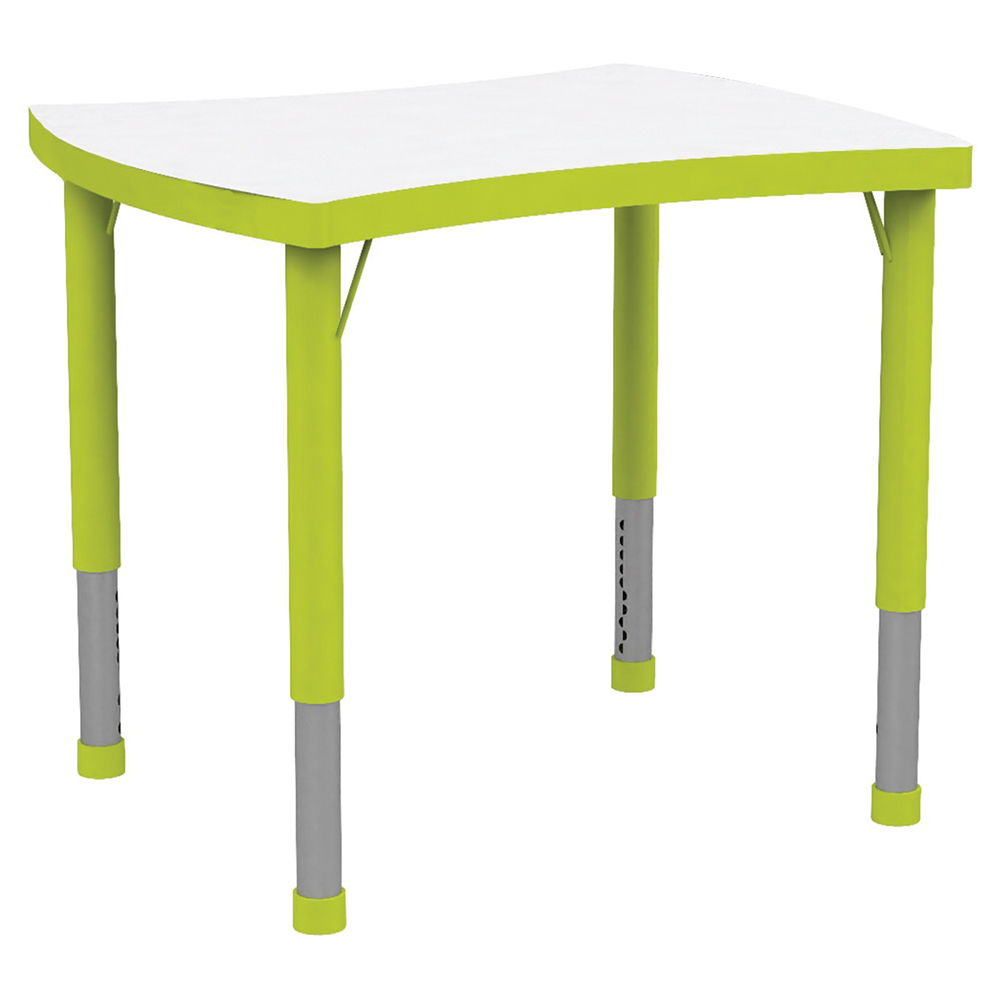 [SA58100ZZZZ-01] Table JUK plateau mélaminé piètement acier - 67x55 cm - T1 à T3 - Blanc/vert pomme