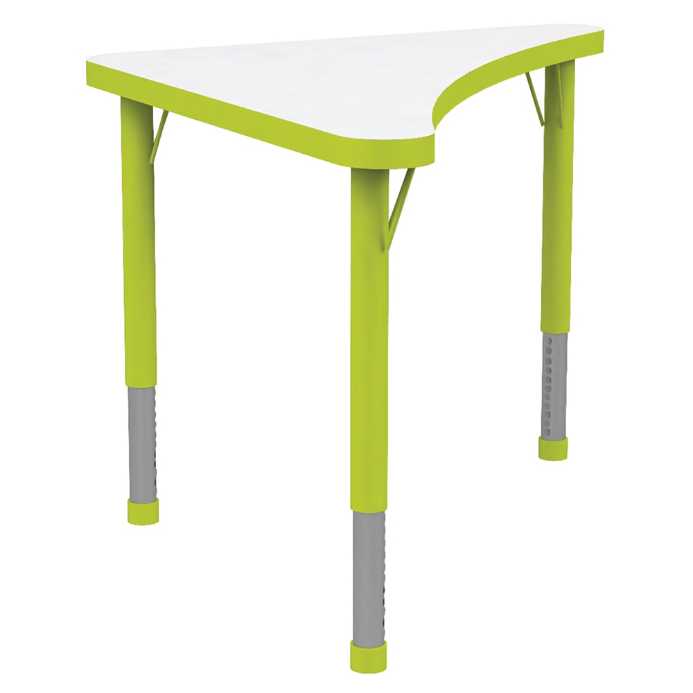 [SA58200ZZZZ-01] Table JUK plateau mélaminé piètement acier - triangle 75x75 cm - T1 à T3 - Blanc/vert pomme