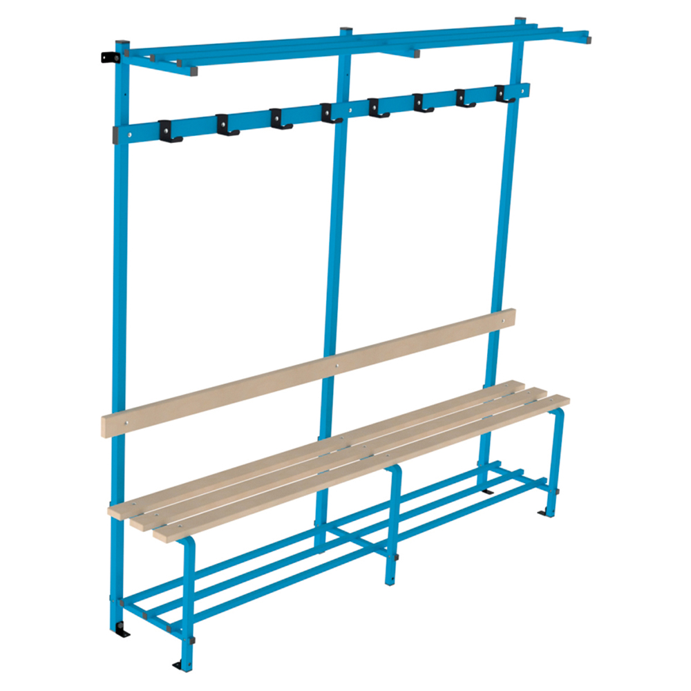 [SA67470ZZEP] Banc avec portemanteau 8 patères époxy banc bois - L195,5xP41,5xH181,5 cm