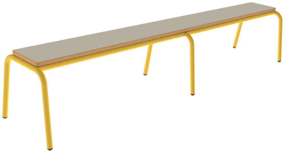 Banc MOLY MDF mélaminé ép.19 mm chant vernis piètement époxy - L200 cm - T4 - Ivoire
