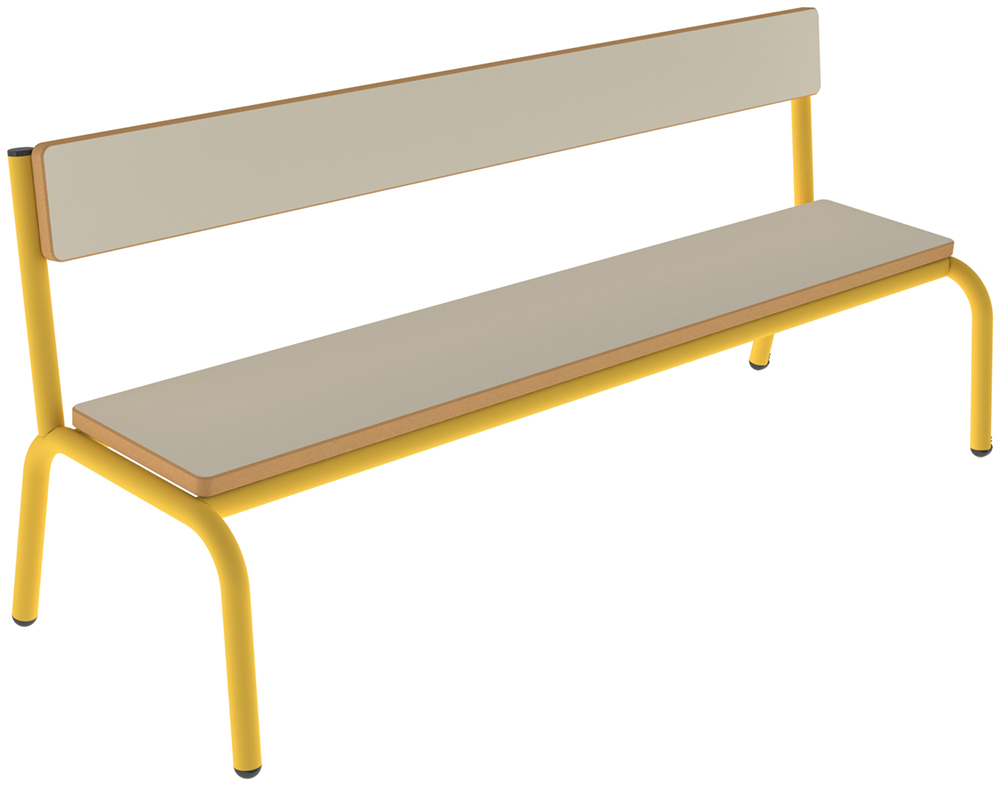 [SA70511ZZEP] Banc MOLY avec dossier MDF mélaminé ép.19 mm chant vernis piètement époxy - L120 cm - T1 - Ivoire