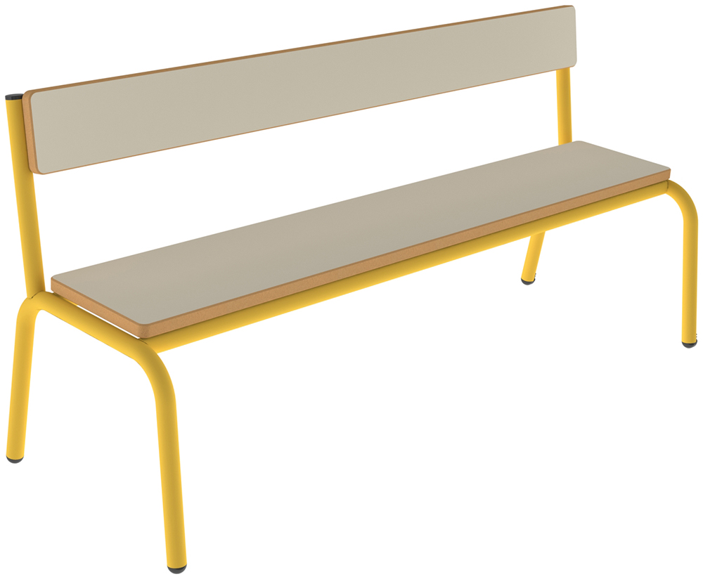 [SA70512ZZEP] Banc MOLY avec dossier MDF mélaminé ép.19 mm chant vernis piètement époxy - L120 cm - T2 - Ivoire