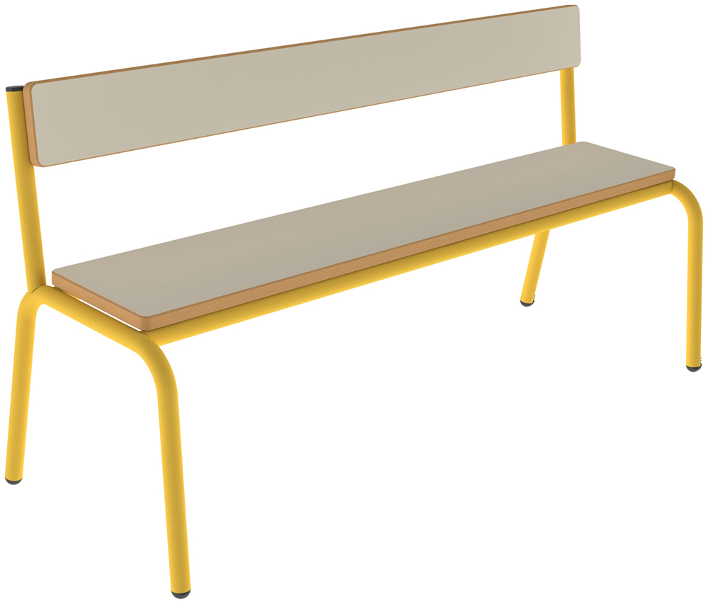 Banc MOLY avec dossier MDF mélaminé ép.19 mm chant vernis piètement époxy - L120 cm - T3 - Ivoire
