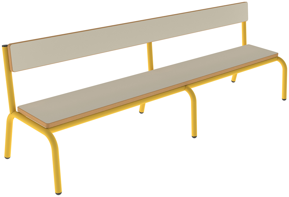 [SA70611ZZEP] Banc MOLY avec dossier MDF mélaminé ép.19 mm chant vernis piètement époxy - L160 cm - T1 - Ivoire