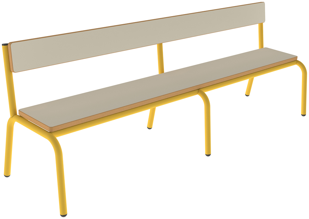 [SA70612ZZEP] Banc MOLY avec dossier MDF mélaminé ép.19 mm chant vernis piètement époxy - L160 cm - T2 - Ivoire