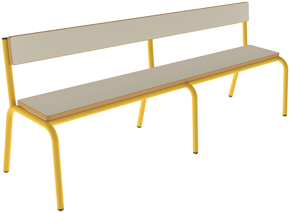 [SA70614ZZEP] Banc MOLY avec dossier MDF mélaminé ép.19 mm chant vernis piètement époxy - L160 cm - T4 - Ivoire