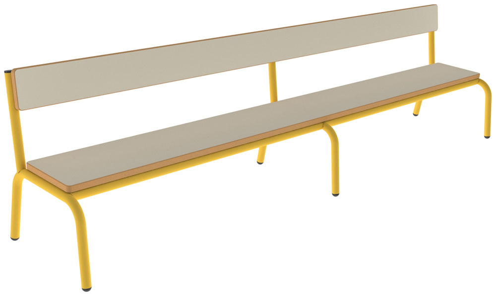 [SA70711ZZEP] Banc MOLY avec dossier MDF mélaminé ép.19 mm chant vernis piètement époxy - L200 cm - T1 - Ivoire