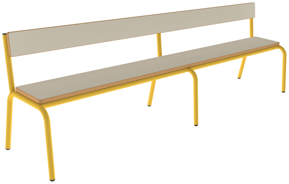 [SA70715ZZEP] Banc MOLY avec dossier MDF mélaminé ép.19 mm chant vernis piètement époxy - L200 cm - T5 - Ivoire