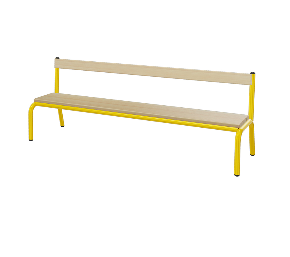 [SA71111ZZEP] Banc MOLY avec dossier hêtre massif vernis incolore piètement époxy - L120 cm - T1