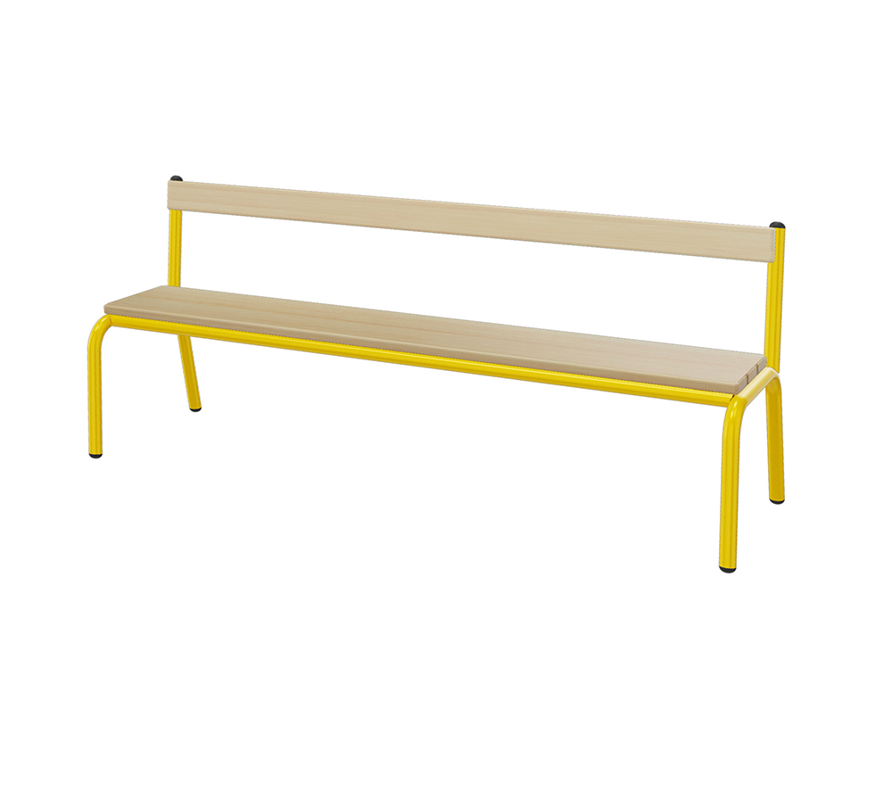 [SA71112ZZEP] Banc MOLY avec dossier hêtre massif vernis incolore piètement époxy - L120 cm - T2