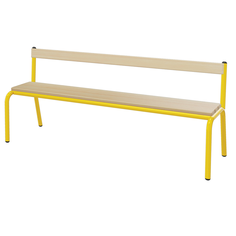 [SA71113ZZEP] Banc MOLY avec dossier hêtre massif vernis incolore piètement époxy - L120 cm - T3