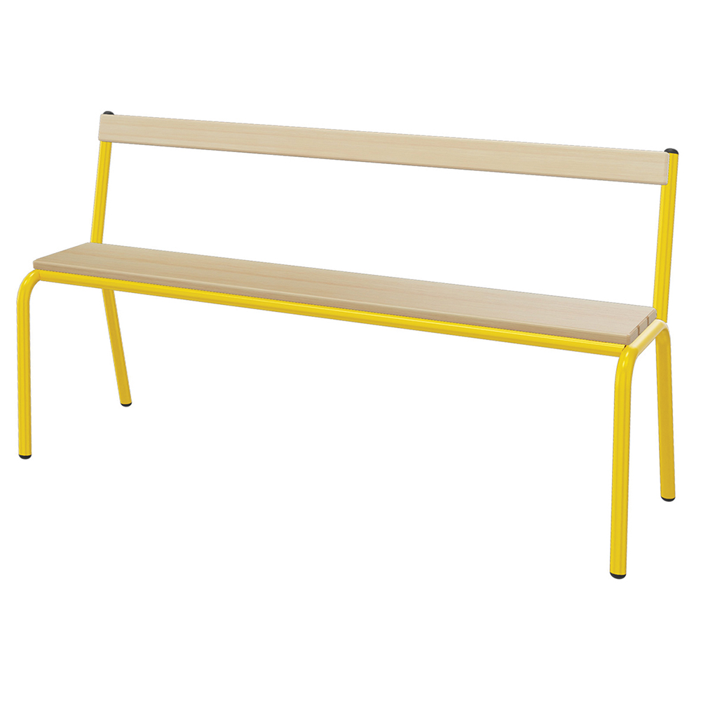 [SA71115ZZEP] Banc MOLY avec dossier hêtre massif vernis incolore piètement époxy - L120 cm - T5