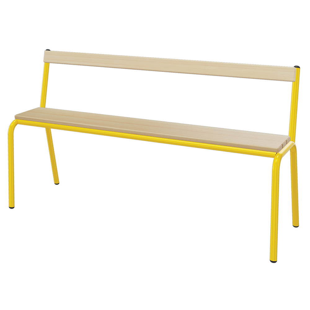 [SA71116ZZEP] Banc MOLY avec dossier hêtre massif vernis incolore piètement époxy - L120 cm - T6