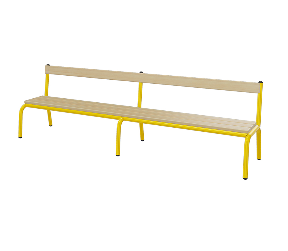 [SA71211ZZEP] Banc MOLY avec dossier hêtre massif vernis incolore piètement époxy - L160 cm - T1