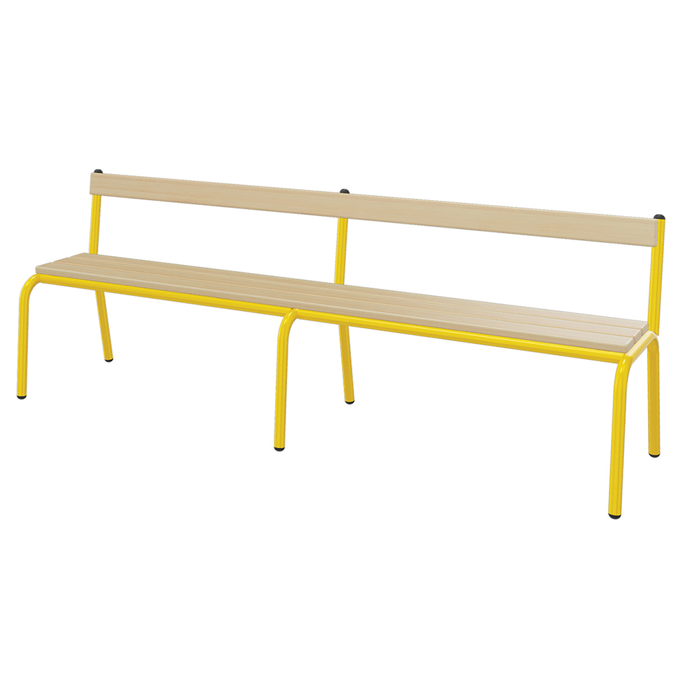 [SA71213ZZEP] Banc MOLY avec dossier hêtre massif vernis incolore piètement époxy - L160 cm - T3