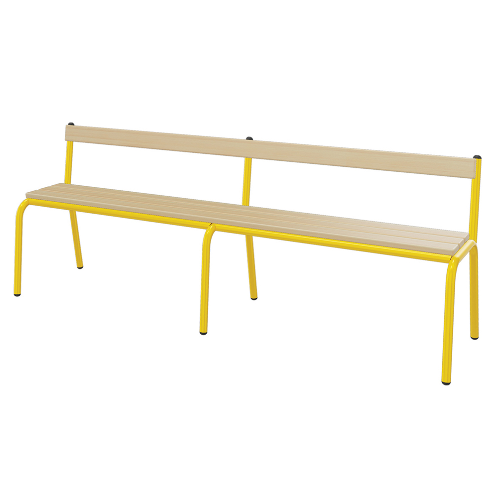 [SA71214ZZEP] Banc MOLY avec dossier hêtre massif vernis incolore piètement époxy - L160 cm - T4