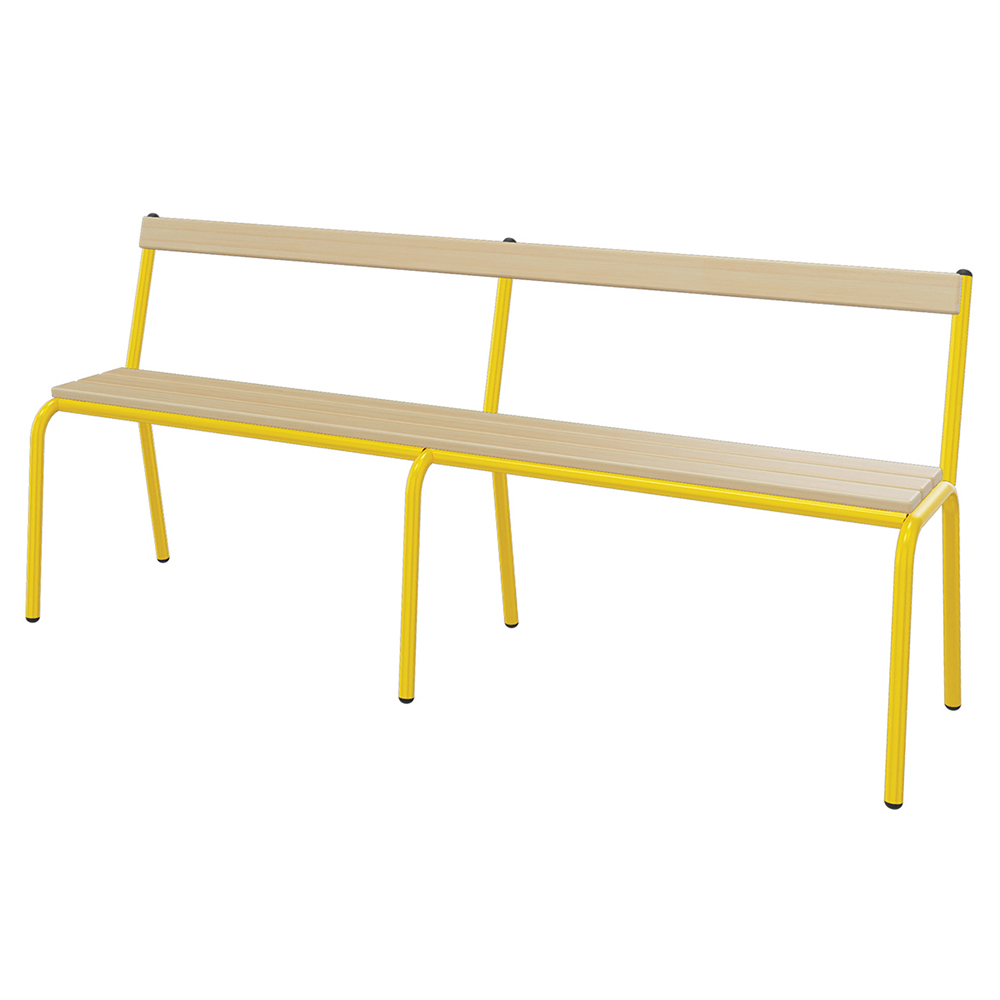[SA71215ZZEP] Banc MOLY avec dossier hêtre massif vernis incolore piètement époxy - L160 cm - T5