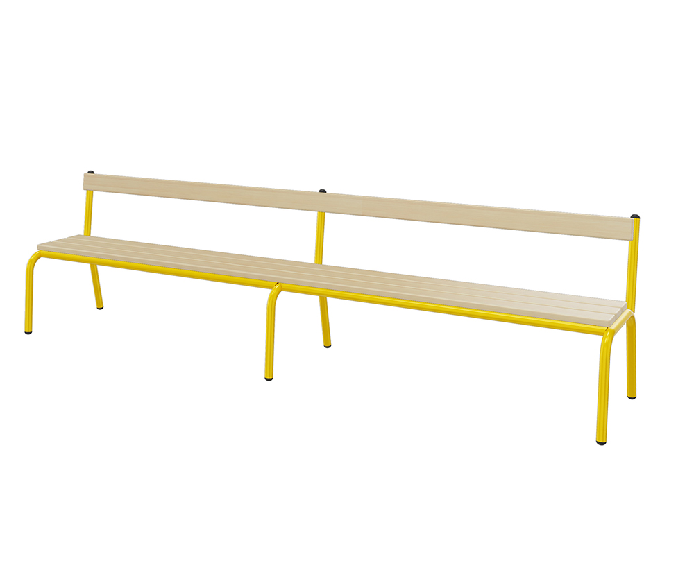 [SA71312ZZEP] Banc MOLY avec dossier hêtre massif vernis incolore piètement époxy - L200 cm - T2