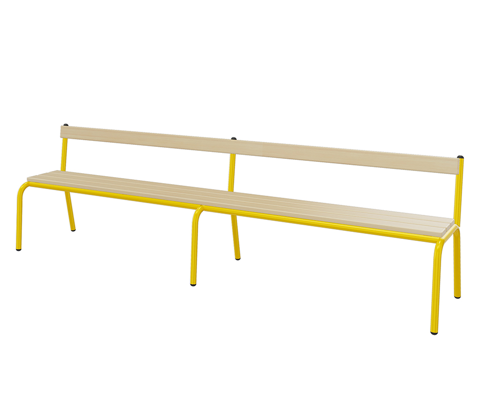 [SA71313ZZEP] Banc MOLY avec dossier hêtre massif vernis incolore piètement époxy - L200 cm - T3