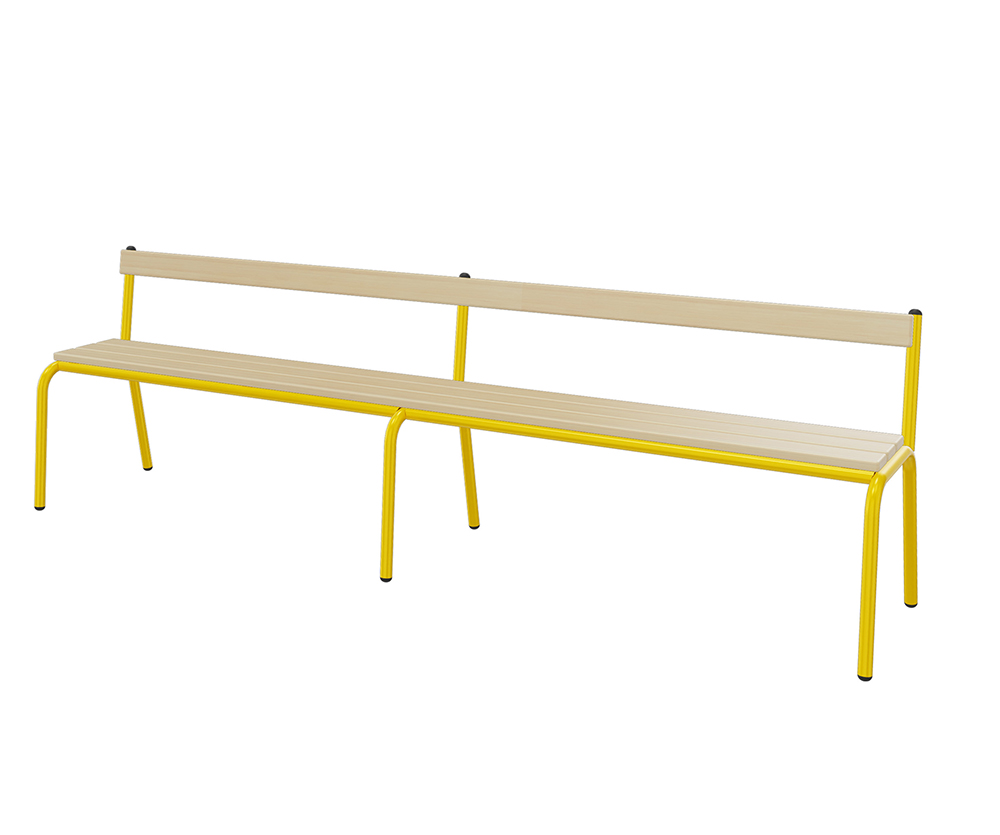[SA71314ZZEP] Banc MOLY avec dossier hêtre massif vernis incolore piètement époxy - L200 cm - T4