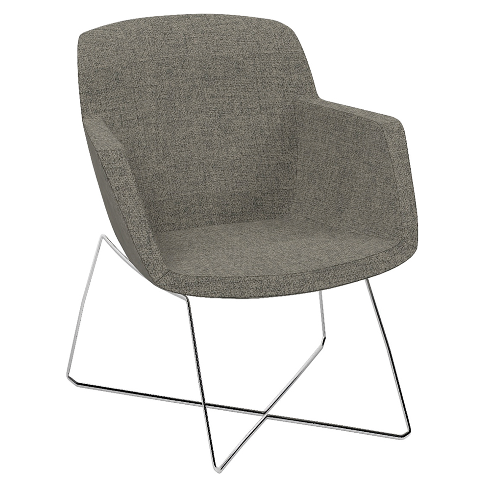 [SA78700ZZZZ] Bridge KALYS tissu Step Melange piètement fil croisé chromé - L63xP63xH82 cm