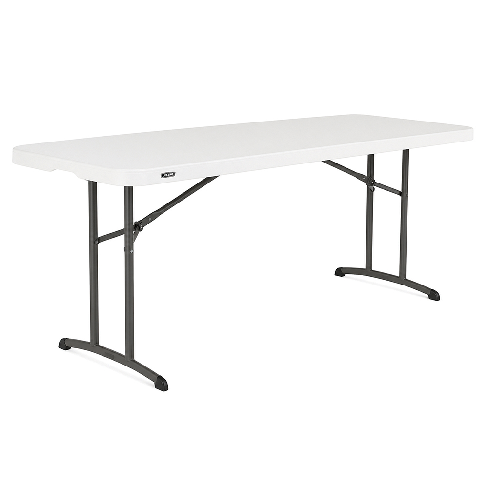 [SB94400ZZZZ-01] Table pliante monobloc LIFETIME avec piètement encastré - 183x76x75 cm - blanc/gris