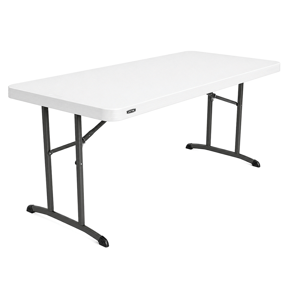 [SB94500ZZZZ-01] Table pliante monobloc LIFETIME avec piètement encastré - 152x76x75 cm - blanc/gris
