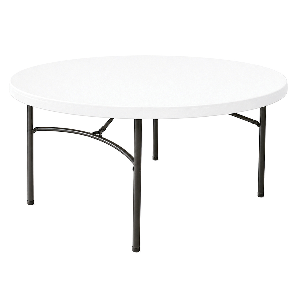 [SB94600ZZZZ-01] Table pliante ronde monobloc LIFETIME avec piètement encastré - D152x75 cm - blanc/gris