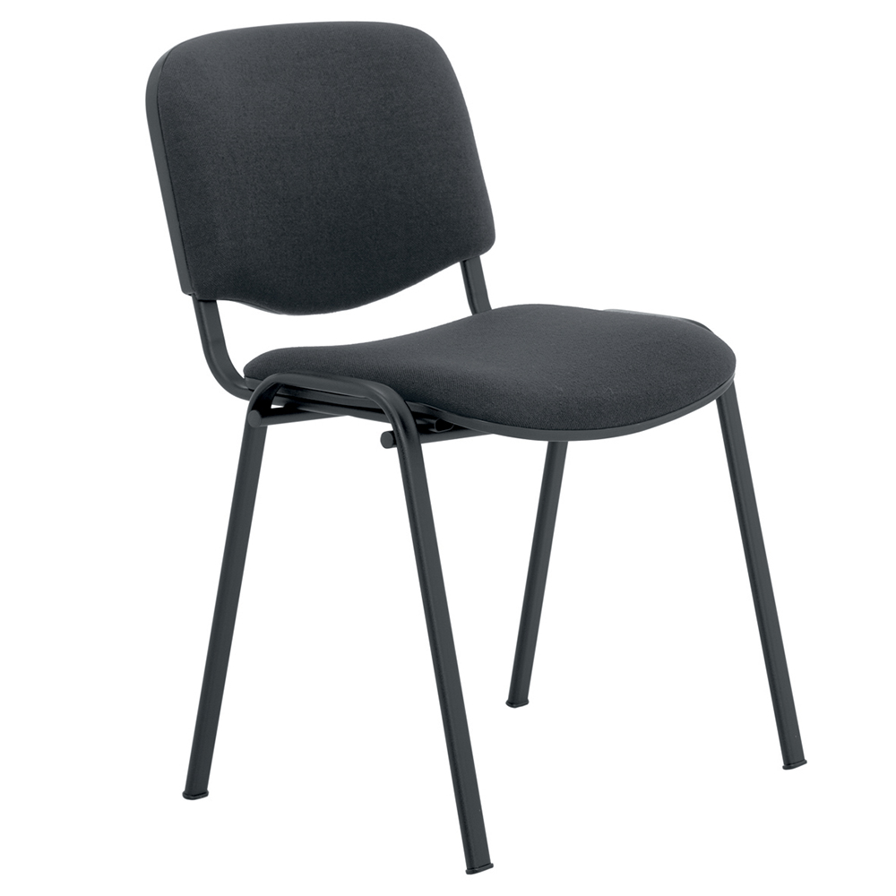[SB95000ZZZZ-02] Chaise LEO SOFT assise et dossier tissu piètement époxy - T6 - Gris/Noir RAL 9005