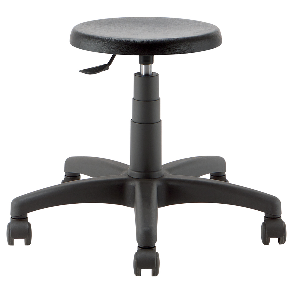 [SB95900ZZZZ-01] Tabouret MEA mobile assise polyuréthane piètement nylon - H41 à 54 cm - Noir