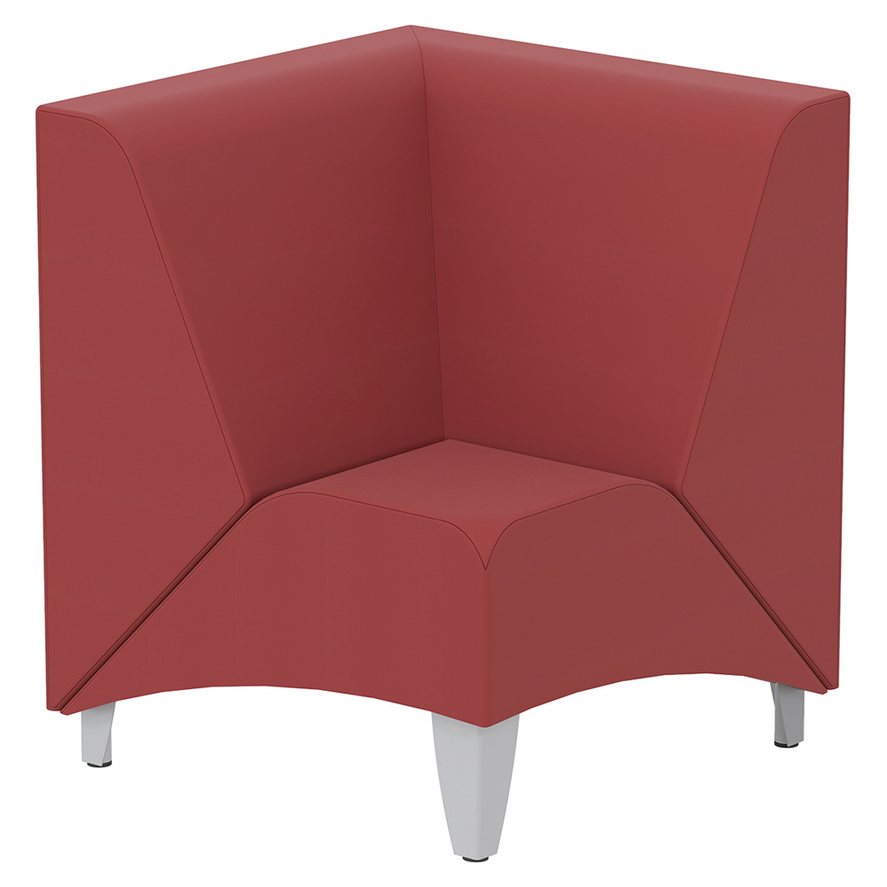 [MO-15001480] Chauffeuse d'angle ZÉPHIR tissu enduit piètement époxy - L74xP74xH80 cm - Gris alu RAL 9006