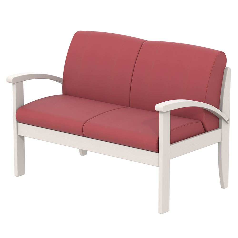 [MO-16002970/02] Canapé BERMUDES assise et dossier tissu enduit piètement et accoudoir bois - L122xP68xH83 cm
