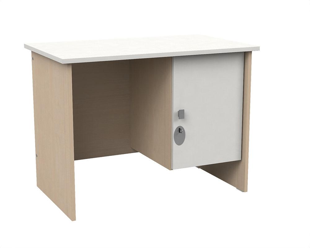 [MO-30310221] Bureau TERRA caisson 1 porte moraillon plateau ép.21 mm stratifié chant ABS panneau mélaminé - 100x60cm - T6