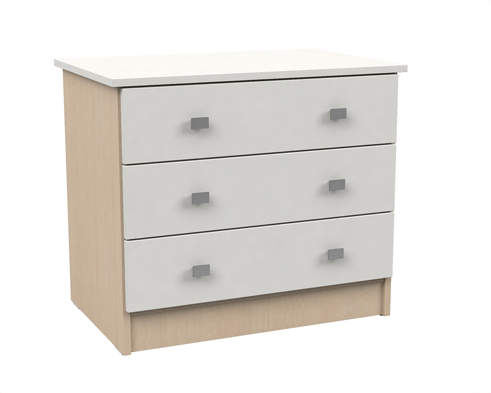 Commode TERRA 3 tiroirs mélaminé - L80xP53xH70 cm