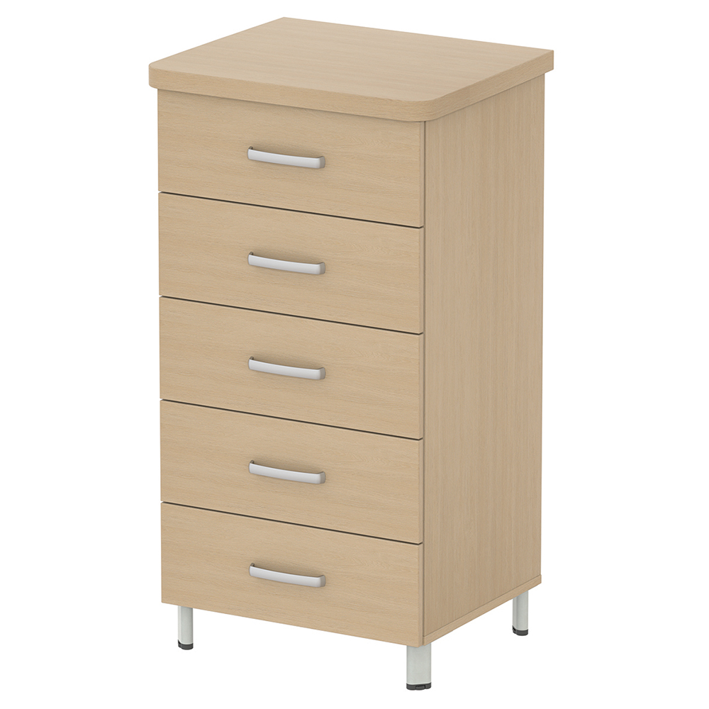 [MO-31004140] Chiffonier DANAÉ SIGNATURE 5 tiroirs mélaminé piètement époxy - L64xP54xH120 cm - Gris alu RAL 9006
