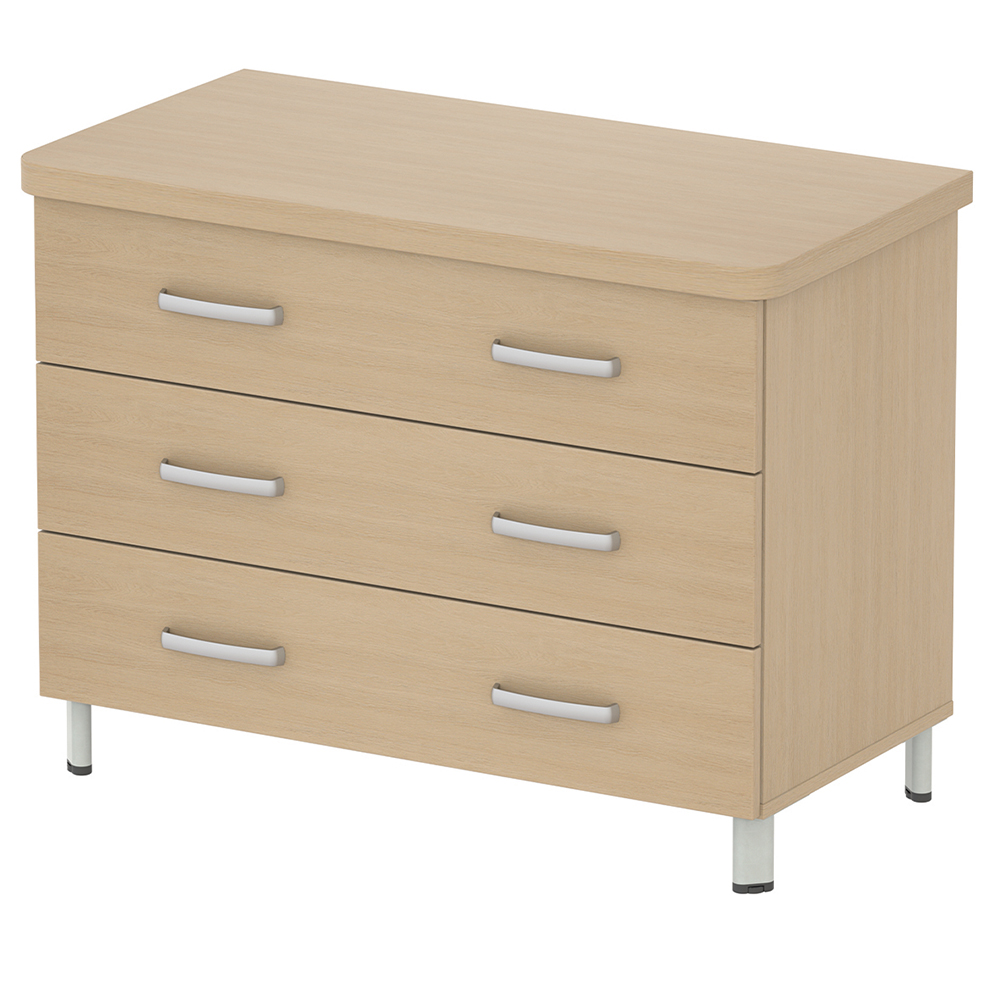 [MO-31004320] Commode DANAÉ SIGNATURE 3 tiroirs mélaminé piètement époxy - L104xP54xH78 cm - Gris alu RAL 9006