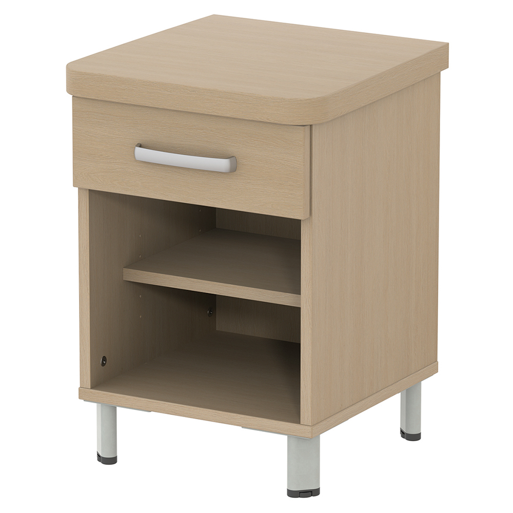 [MO-34006230] Chevet DANAÉ SIGNATURE 1 tiroir mélaminé piètement époxy - L44xP46xH62 cm - Gris alu RAL 9006