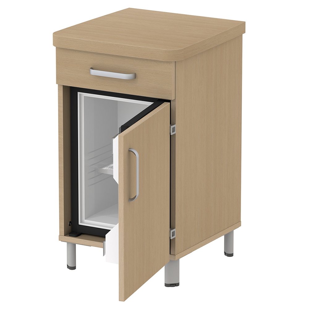 [MO-34006291] Chevet DANAÉ SIGNATURE 1 tiroir 1 porte/frigo mélaminé pièt. époxy - L51xP49xH82 cm - Gris RAL 9006