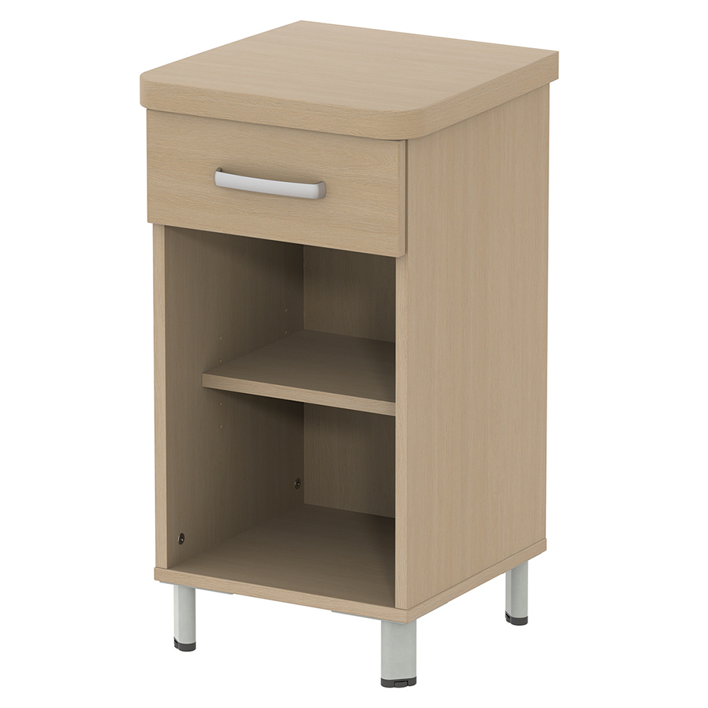 [MO-34006530] Chevet DANAÉ SIGNATURE 1 tiroir mélaminé piètement époxy - L44xP46xH82 cm - Gris RAL 9006
