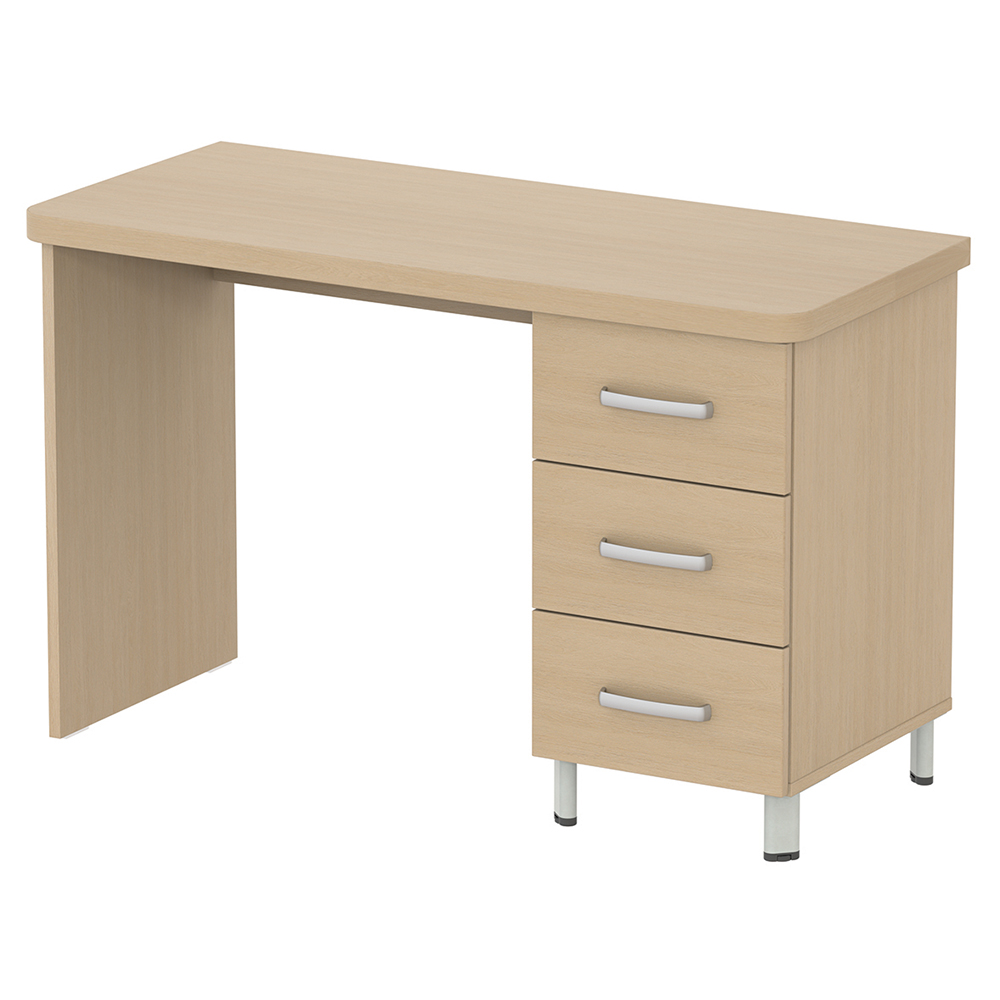 [MO-37004061] Bureau DANAÉ SIGNATURE avec 3 tiroirs mélaminé piètement époxy - L124xP54xH78 cm - Gris alu RAL 9006