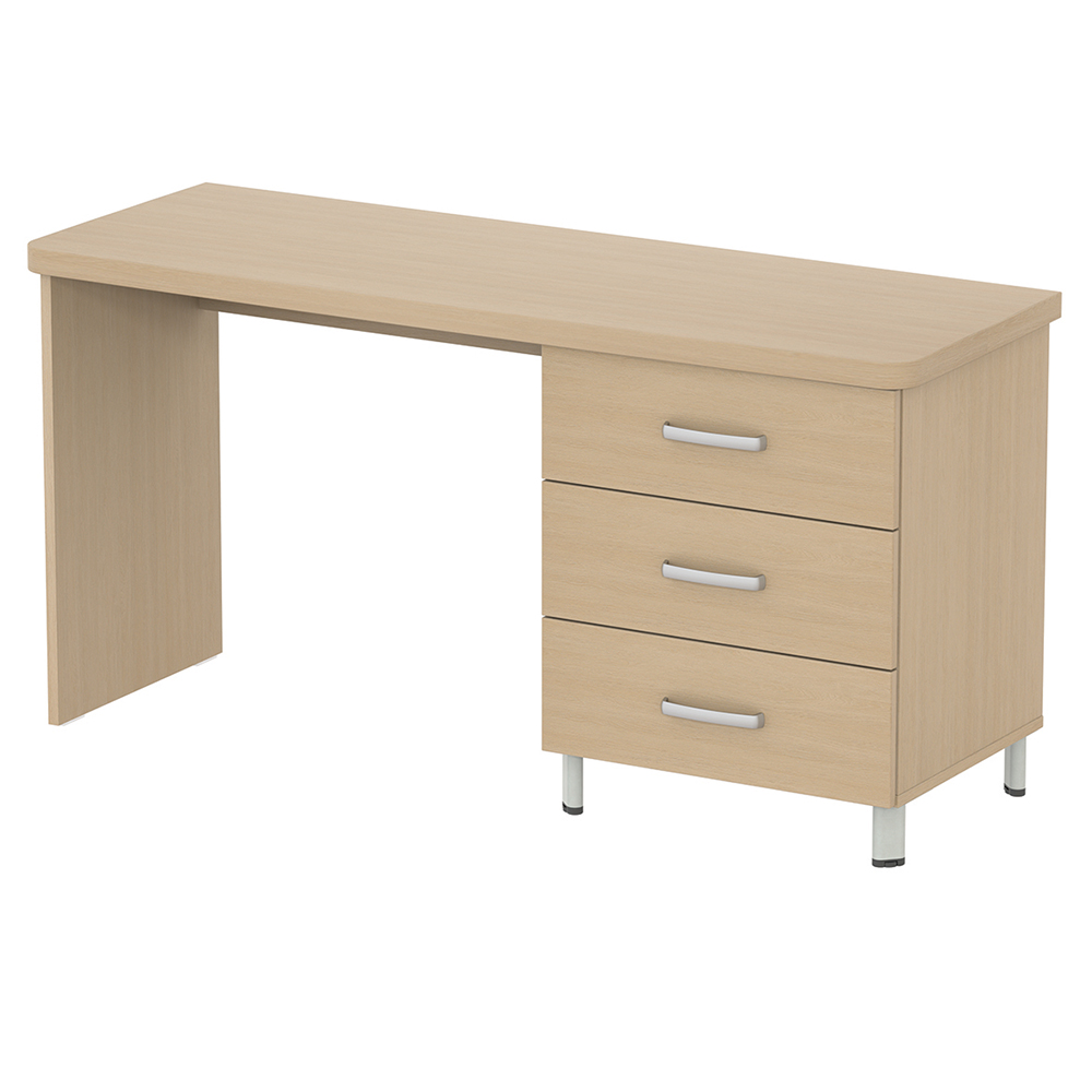 [MO-37004121] Bureau DANAÉ SIGNATURE avec 3 tiroirs mélaminé piètement époxy - L154xP54xH78 cm - Gris alu RAL 9006
