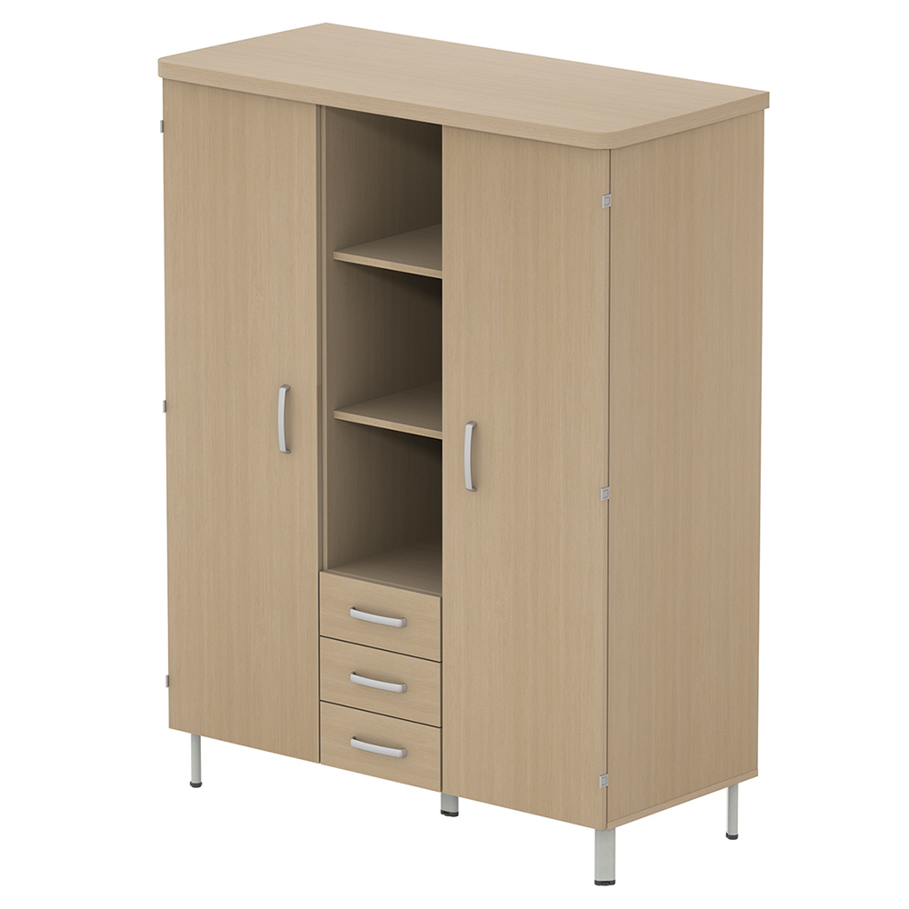 [MO-40022380] Armoire DANAÉ SIGNATURE 2 portes mélaminé pièt. Époxy - L142xP65xH184 cm - Gris alu RAL 9006