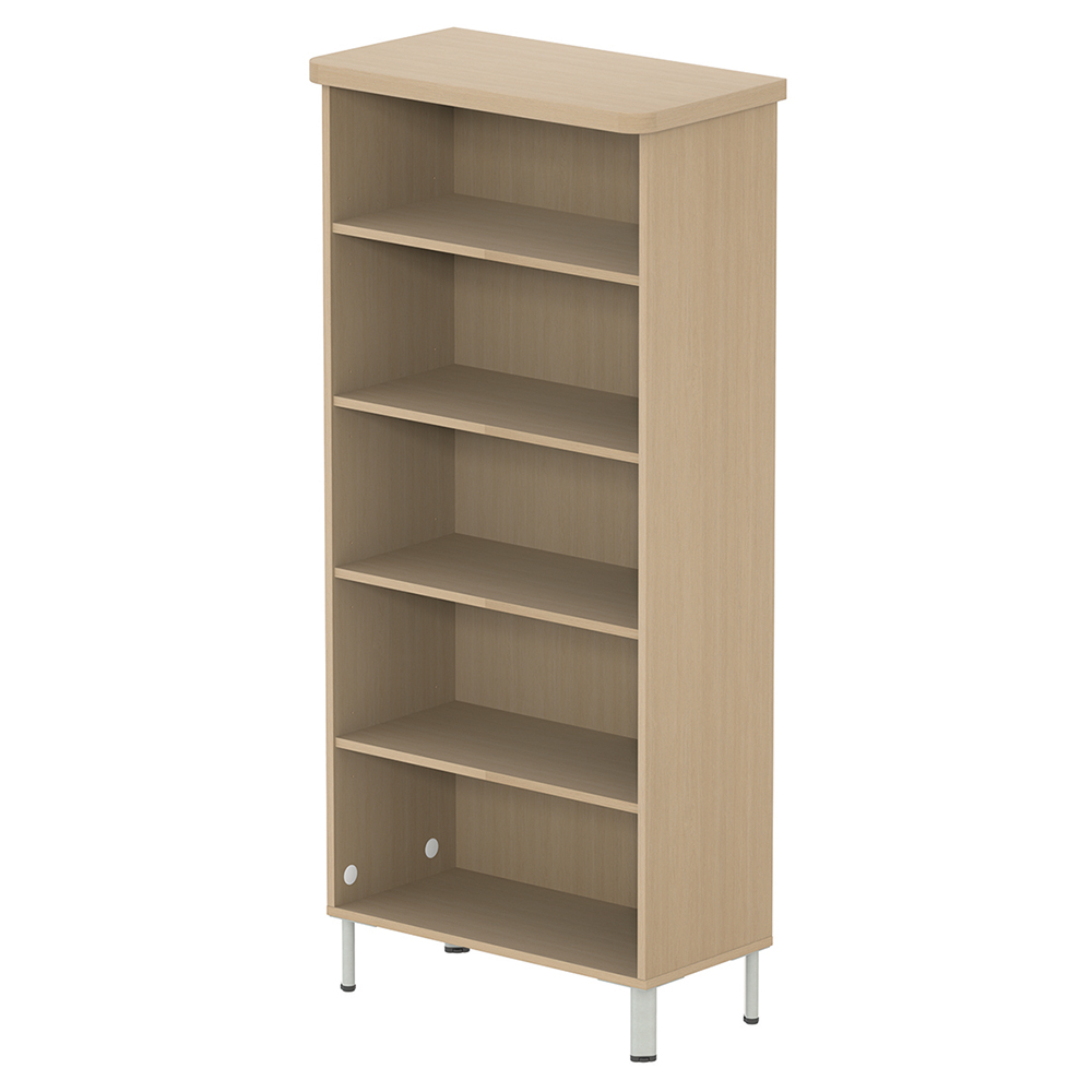 Bibliothèque DANAÉ SIGNATURE 4 tablettes mélaminé piètement époxy - L83xP45xH184 cm - Gris alu RAL 9006