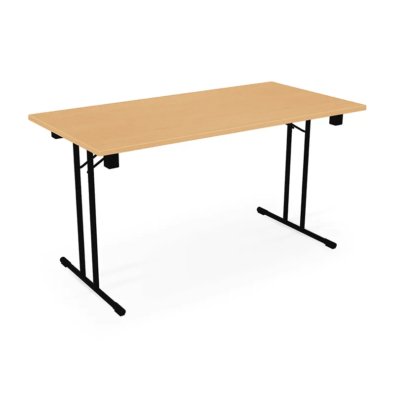 [Hêtre Noir] Table pliante VENUS 25mm, piètement noir 160 X 80