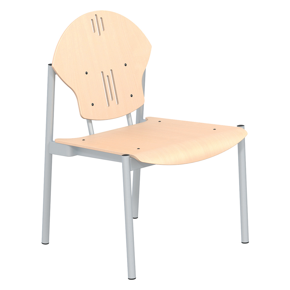 [MO-594L] Chaise 590 assise et dossier bois piètement époxy - L66xP62xH91 cm