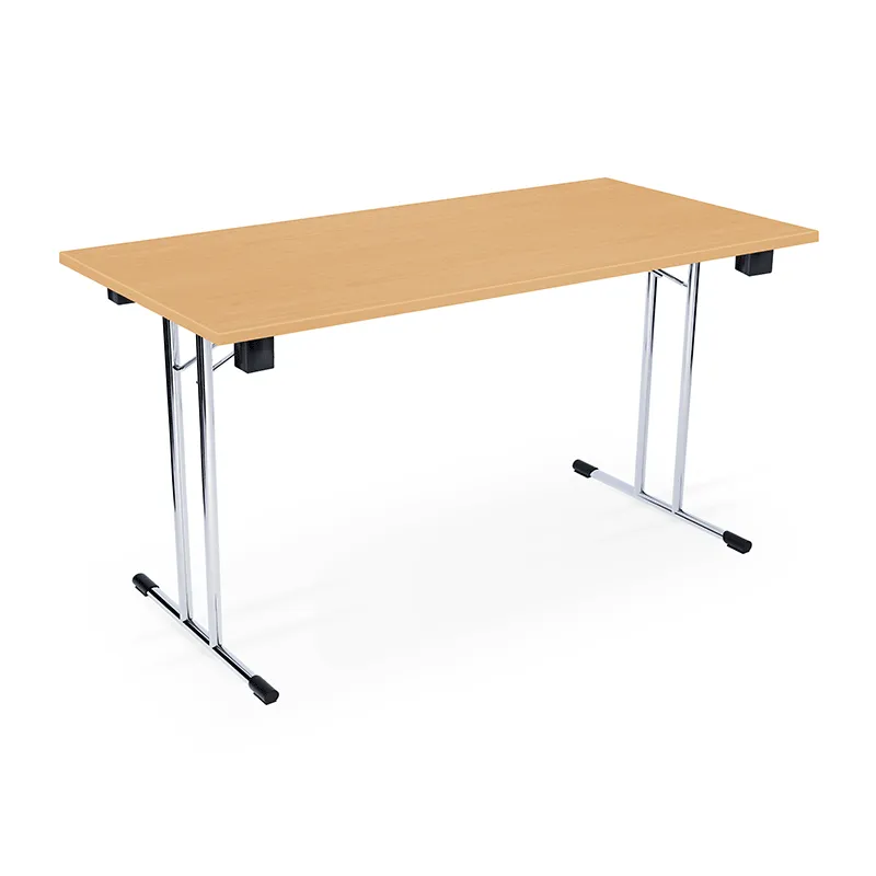 [Hêtre Chromé] Table pliante VENUS 25mm, piètement chromé 160 x 80