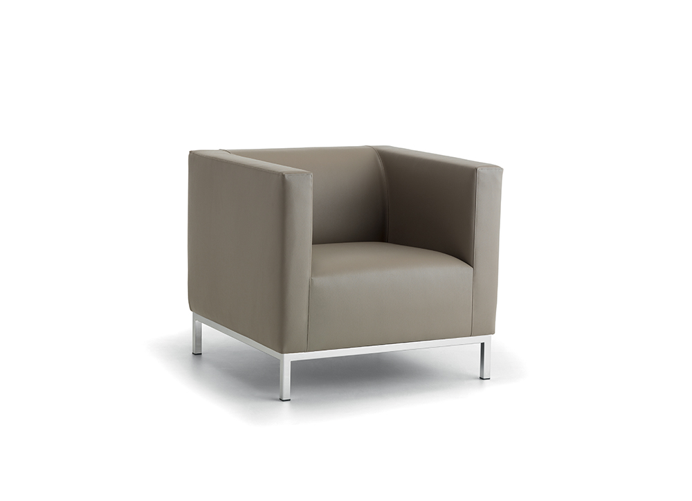 [MO-ARGO12] Fauteuil ARGO tissu enduit piètement chromé - L76xP76xH67,5 cm