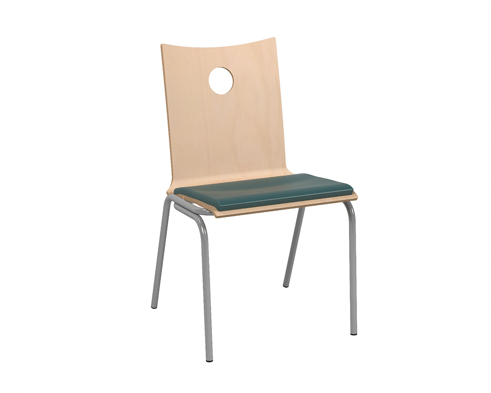 [MO-B101LPL102] Chaise B100 coque bois incolore placet d'assise tissu enduit piètement époxy - T6