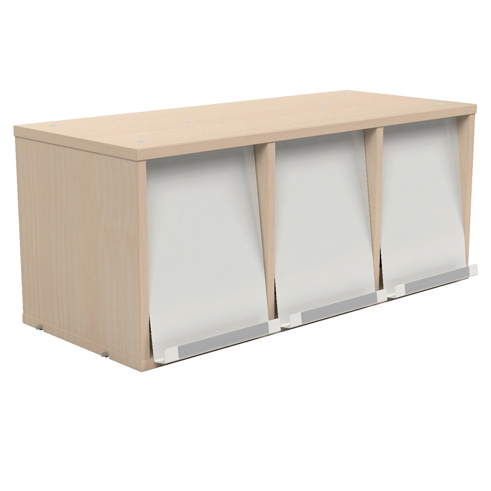 [MO-DBB000069] Présentoir à périodiques COLOR/HARMONY mélaminé 3 portes époxy à intégrer pour rayonnage L90 cm