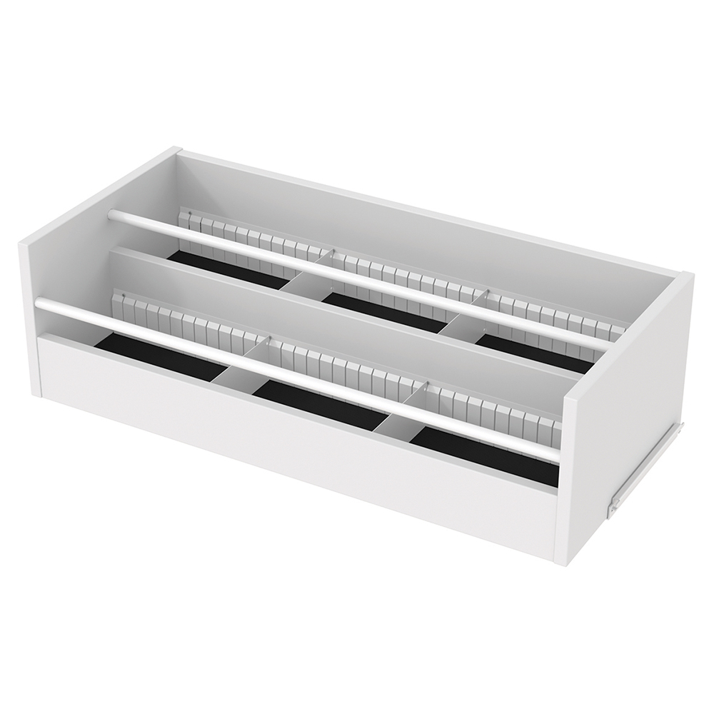 [MO-DBB000109] Bac à albums/BD LINÉAL/NATUR 2 niveaux 6 cases mélaminé pour rayonnage L90cm